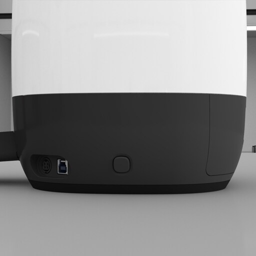 Power assisted hand feed removal button location on device