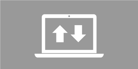 Icon representing transmitted data on a laptop
