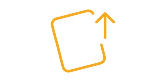 橙色線條藝術圖示，顯示粘合劑向上剝離，代表可拆卸解決方案。
