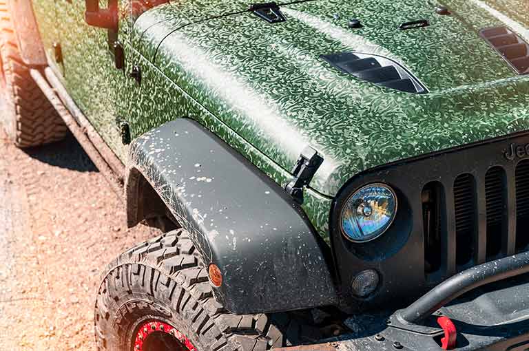 Car Wrapped with Military Green Wrap
