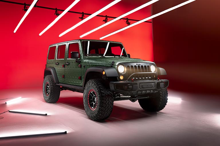Car Wrapped with Military Green Wrap
