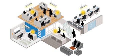 Illustration showing bright working conditions in a floor plan
