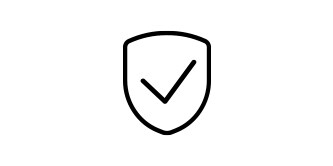 一個黑色的盾牌中間有一個勾的圖示。
