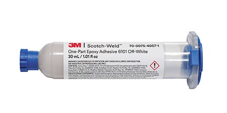 3M&amp;trade; Scotch-Weld&amp;trade;單組分環氧膠水6101米黃色，30 mL注射器。
