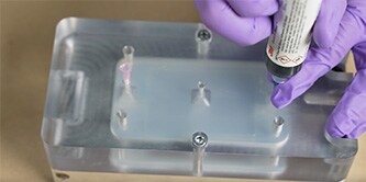 Molding video illustrating how to create structures or encapsulate using a mold.
