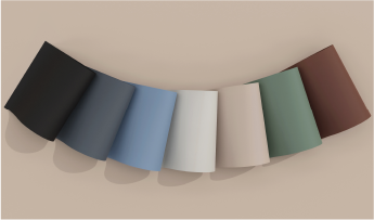 Bold color architectural films on a neutral background
