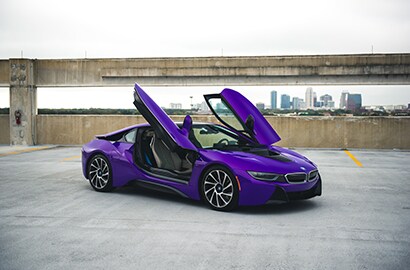 Car Wrapped with Gloss Plum Explosion Wrap