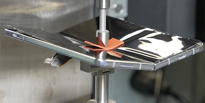 Foldable display using 3M High Performance Clean Adhesive Transfer Tape for outstanding bonding performance.