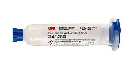 3M™ Scotch-Weld™ One-Part Epoxy Adhesive 6104 White, 30 mL syringe.
