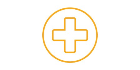 Orange plus icon in circle
