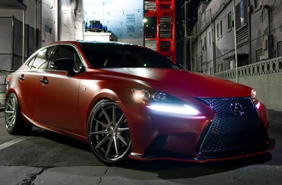 Car Wrapped with Satin Vampire Red Wrap