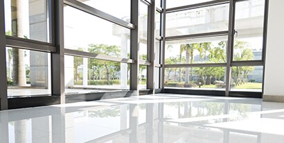 sparkling clean facility windows and floors
