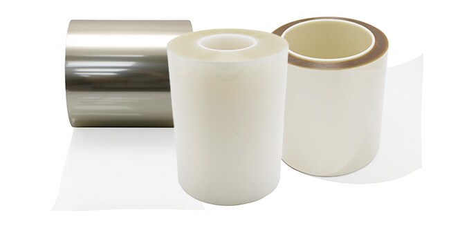 Rolls of 3M™ UV Activated Films and Tapes.
