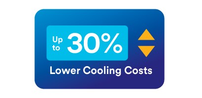 up to 30% lower cooling costs 
