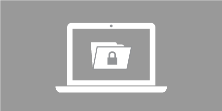 Icon representing protected data stored on a laptop
