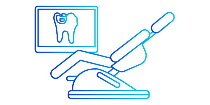 icon of dental chair with tooth on screen
